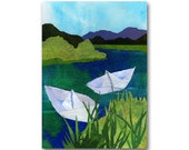 Paper Boats - All Occasion Greeting Card or Party Invitation - Available as a Print with a custom-cut Mat - Child's Room Decor (CMEM2013007) Paper Boats - All Occasion Greeting Card or Party Invitation - Available as a Print with a custom-cut Mat - Child's Room Decor (CMEM2013007)