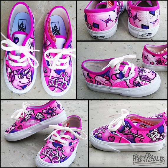 Pretty Princess Custom Handpainted Vans Shoes for Kids
