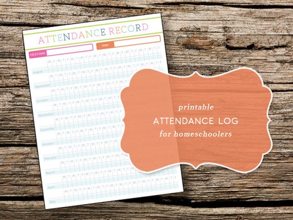 Printable Homeschool Attendance Log by TrewStudio on Etsy