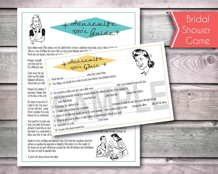 Bridal Shower Game 1950s Housewife Guide Retro By Lazyhazy