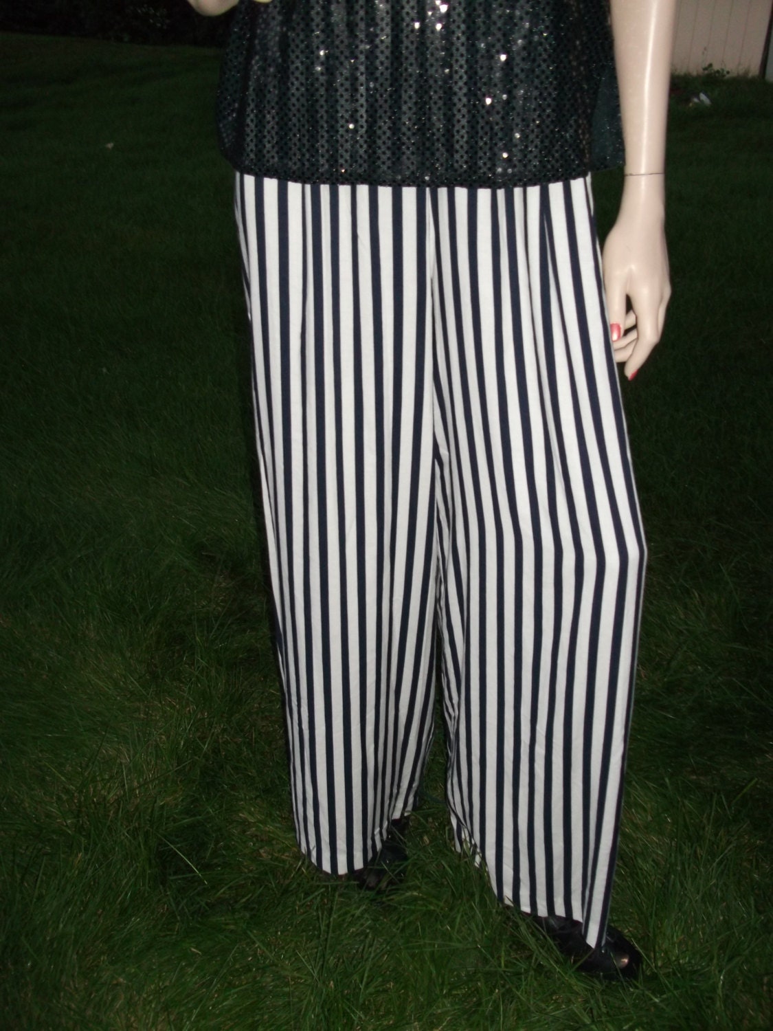 navy striped pants