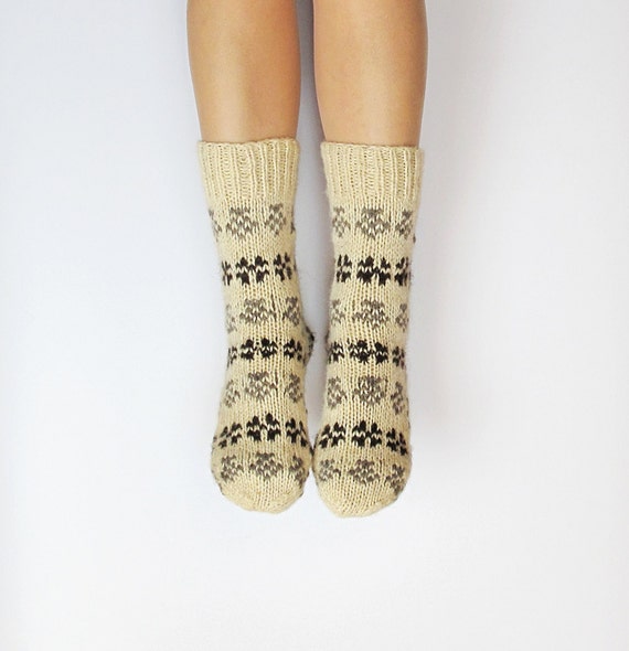 Wool Socks Natural Knitting Wool Socks Handmade Knit Warm