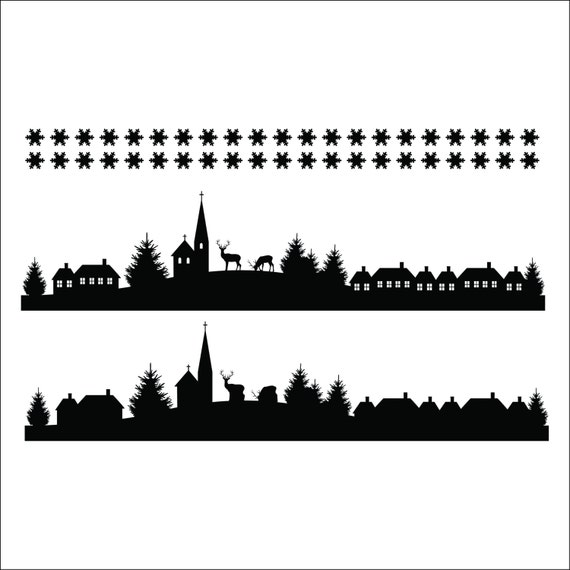 Wall Sticker Christmas Village SceneDecalWall