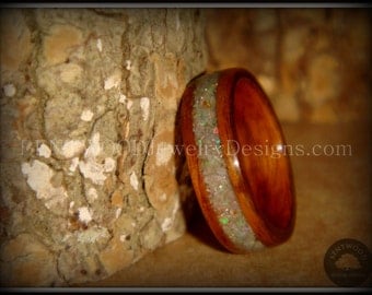 Bentwood Wood Ring - "Prism" Rosewood Ring with Ethiopian Fire Opal Inlay using my bentwood process for a durable and beautiful wood ring.