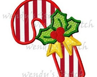Christmas candy cane applique machine embroidery digital design