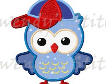 Owl with hat applique machine embroidery design digital pattern