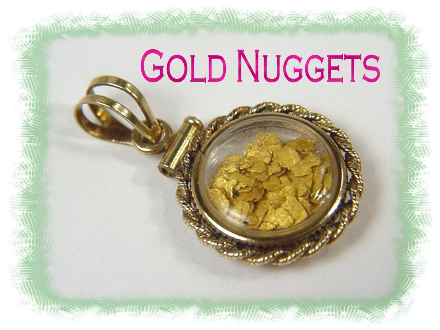 24K Pure Gold Nuggets Encased in 12K Gold Filled Pendant