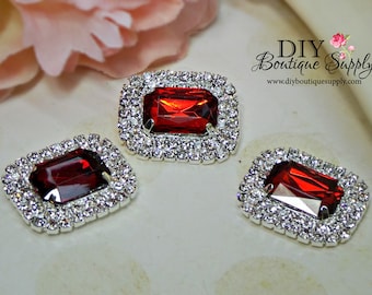30mm Garnet RED Rhinestone Flatback Embellishments - Baby Headband Supplies - Crystal Embellishment invitations flower centers 3 pcs 615045