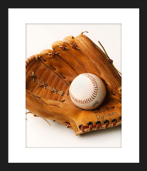 Personalized Baseball and Glove Print/ Childs Name on Glove/
