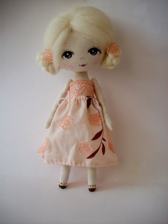 cloth doll rag doll fabric doll hand painted dollnursery