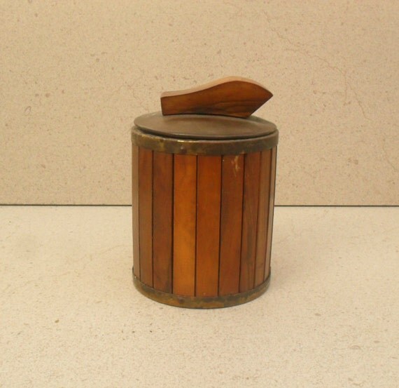 Olive wood canisterpipe tobacco canister tobaco box Israel