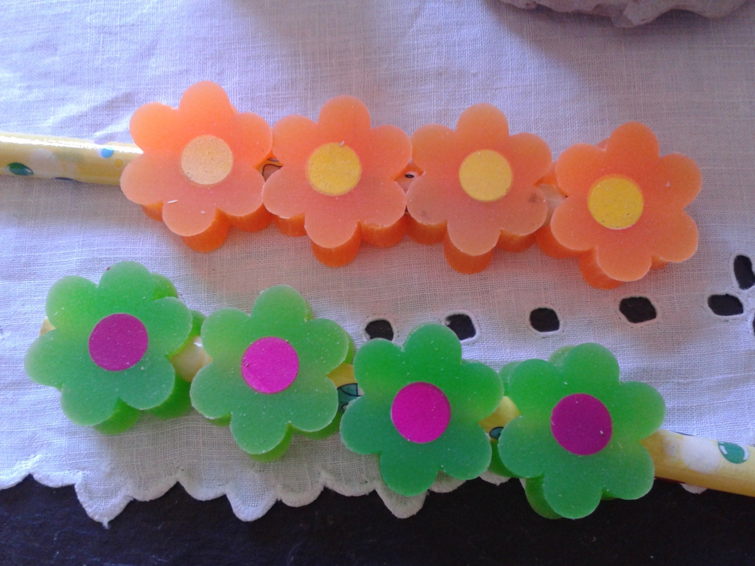 8 kawaii cute unique flower power erasers pencil toppers