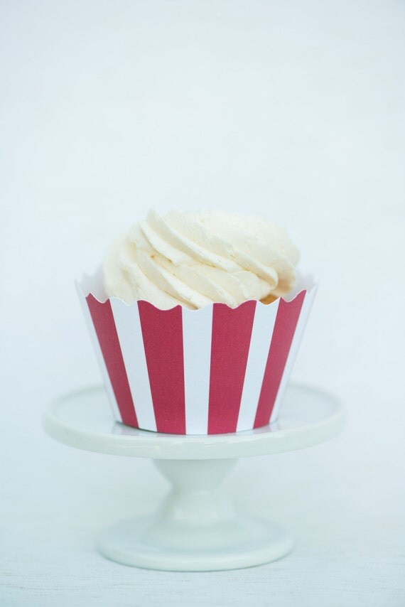 Red and White Striped Cupcake Wrappers