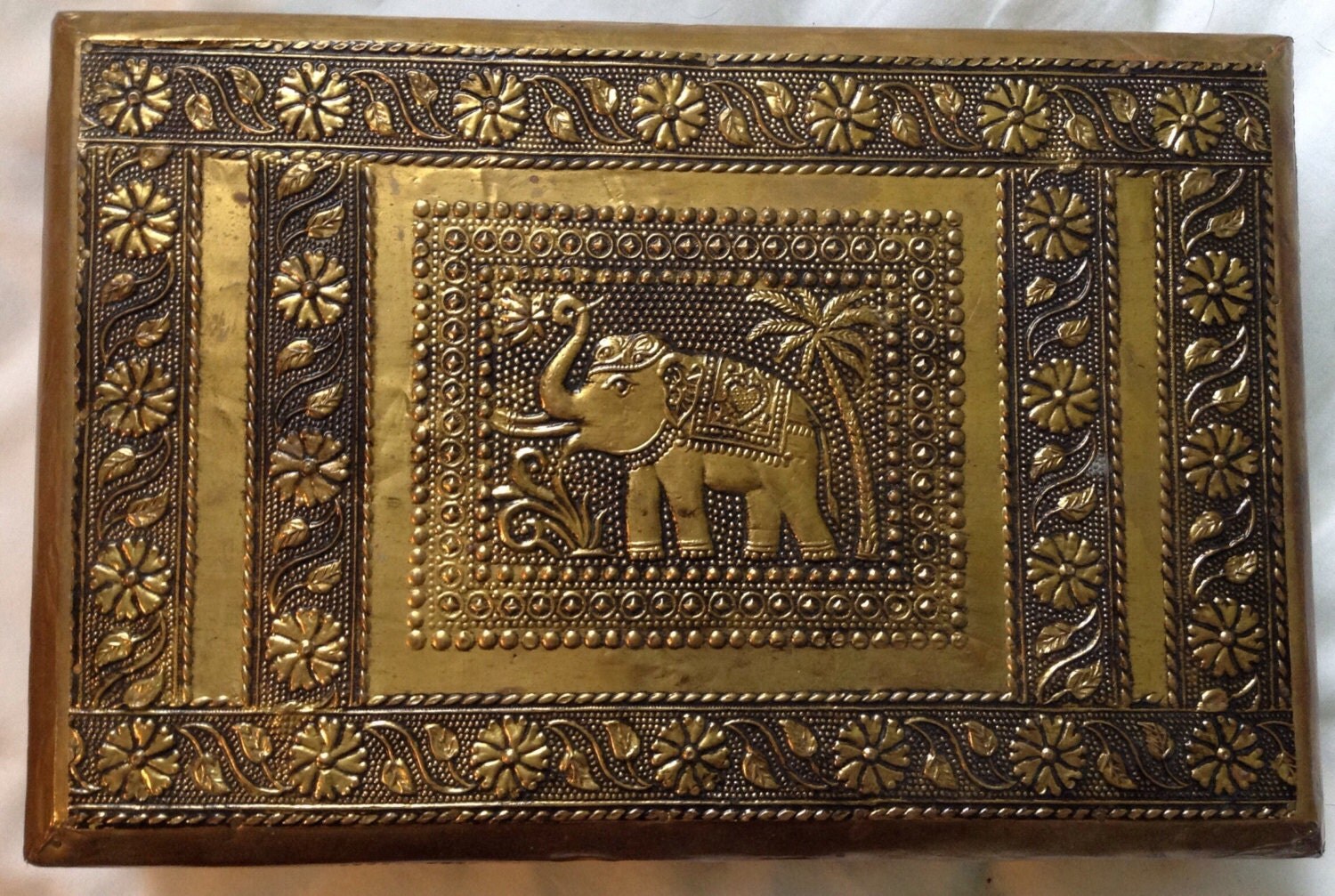 Brass Covered Wood Storage Box