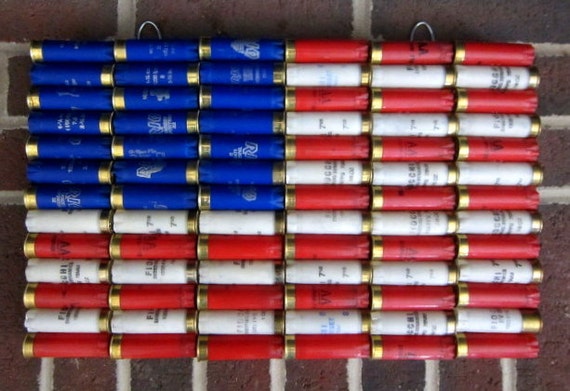 Shotgun Shell American Flag 16.5 x 10.5" Patriotic Wall Decor