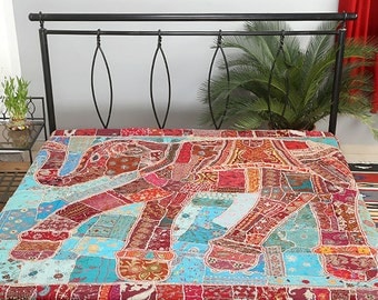 Indian bedding, Elephant bed cover, elephant bedspread, Indian ...