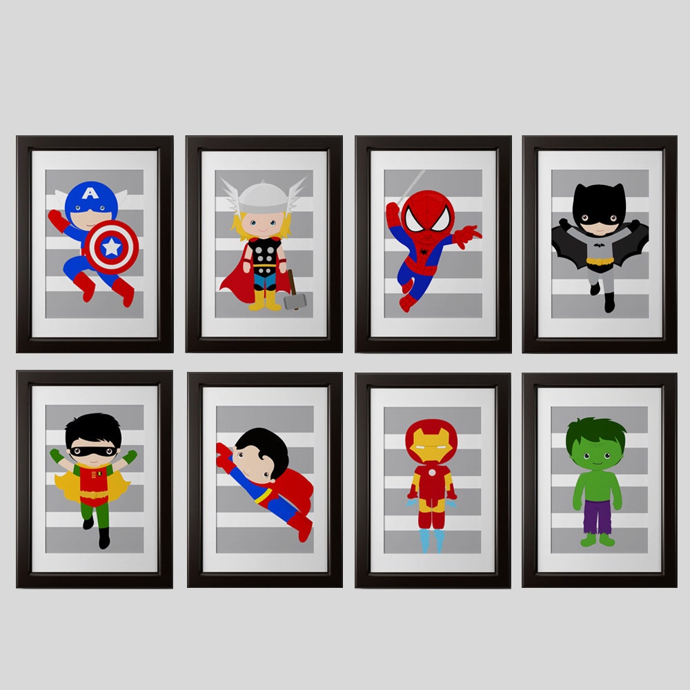 superhero 5x7 inch PRINTS, superhero high quality prints, shipped to your door, set