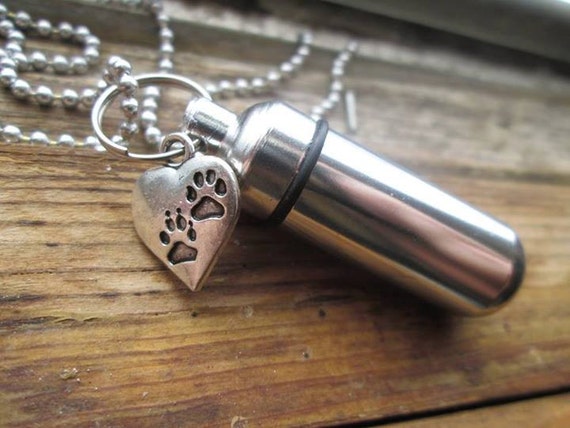 Cremation Urn Necklace Or Keychain w/ Paw Prints by ...