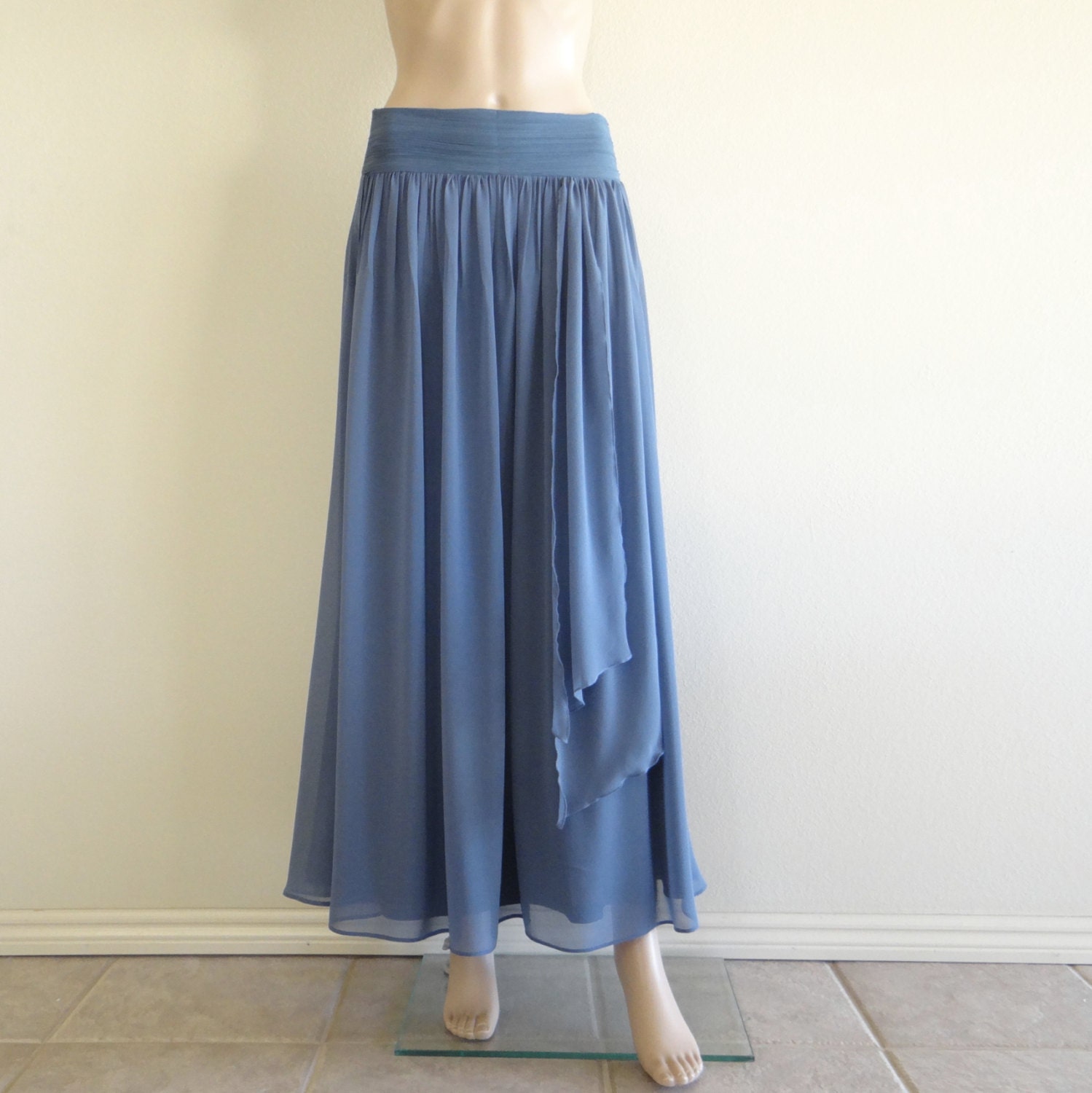 Maxi Skirt. Bluish Grey Skirt. Long Bridesmaid Skirt
