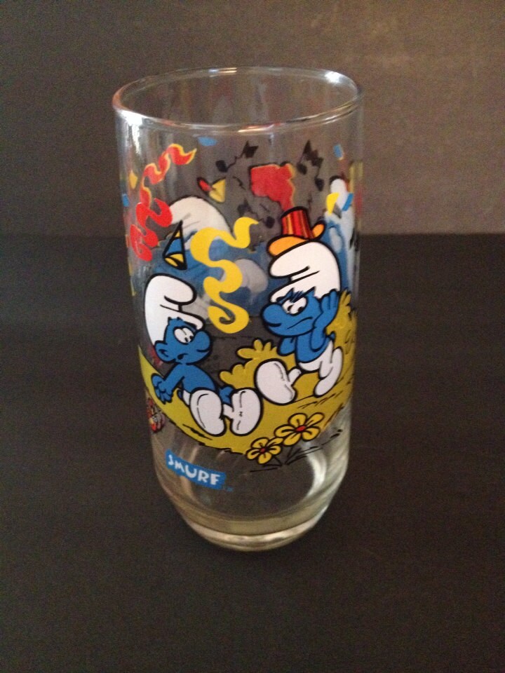 Smurf Harmony 1983 Glass Vintage Peyo Glasses Drinking