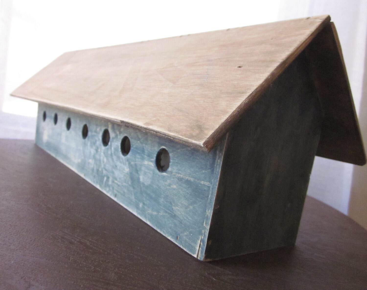 Rustic Large Birdhouse Chicken Coop Style Blue Barn House