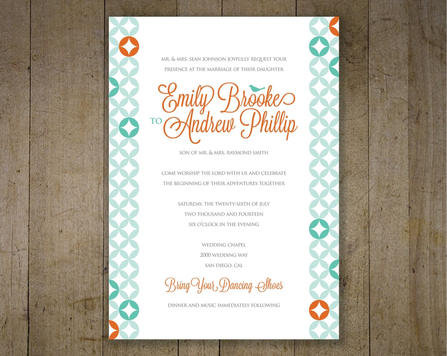 Coral And Teal Wedding Invitations 9