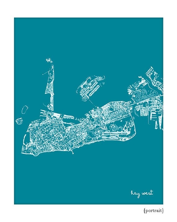 Key West Cityscape / Florida Map Art Print City Wall Art