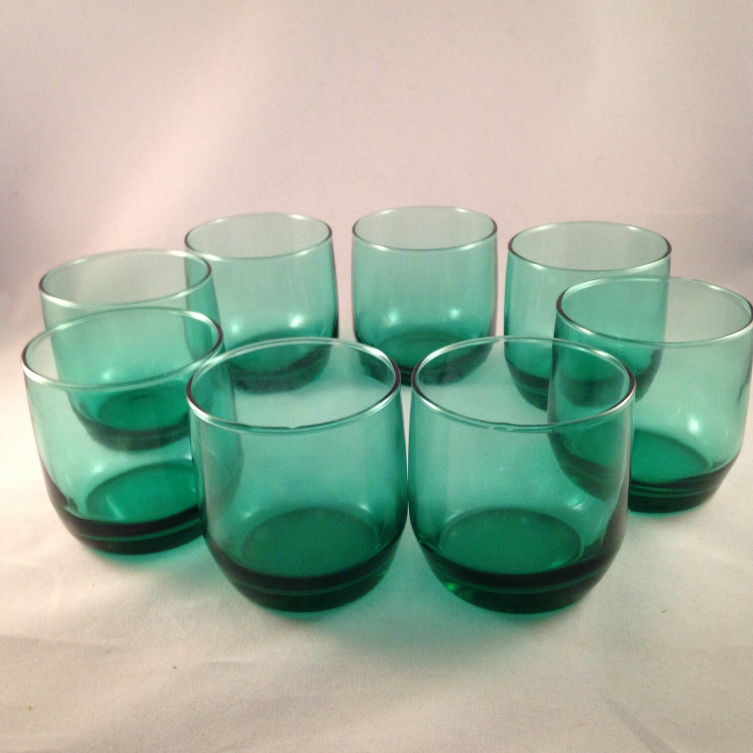Vintage Anchor Hocking Teal Juice Glasses Set of 8