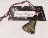 Green Glass Necklace - Made from a Wine Bottle