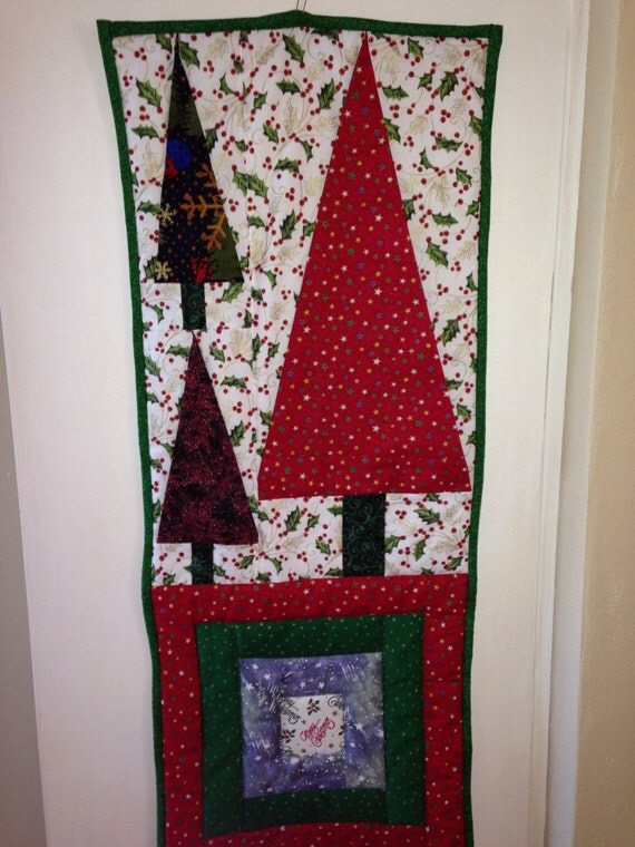 3D Quilted Christmas Fabric Wall Hanging by GrandmaJaniesQuilts