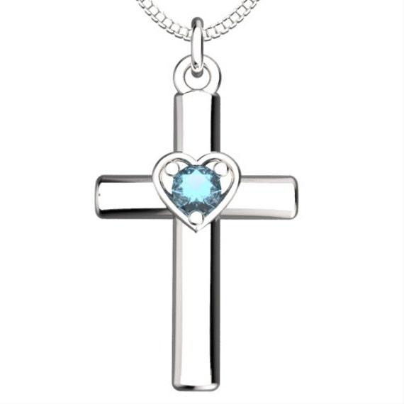 BirthStone Sterling Silver Cross Pendant &18 by SycadaLeather