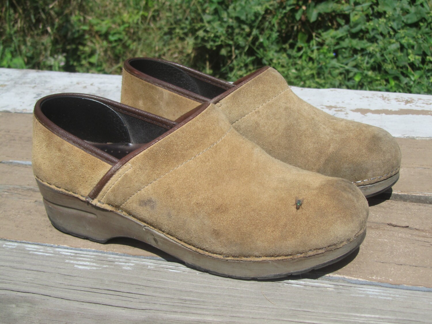 clog suede leather slip on