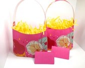 Gift Bag purse Pink Flowers print 4x5  two handmade gift bags