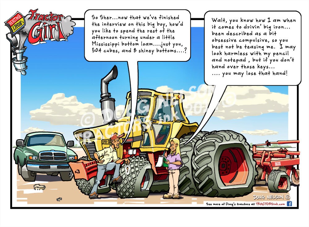 8.5x11 Color Print of Tractor Girl Cartoon. TG12
