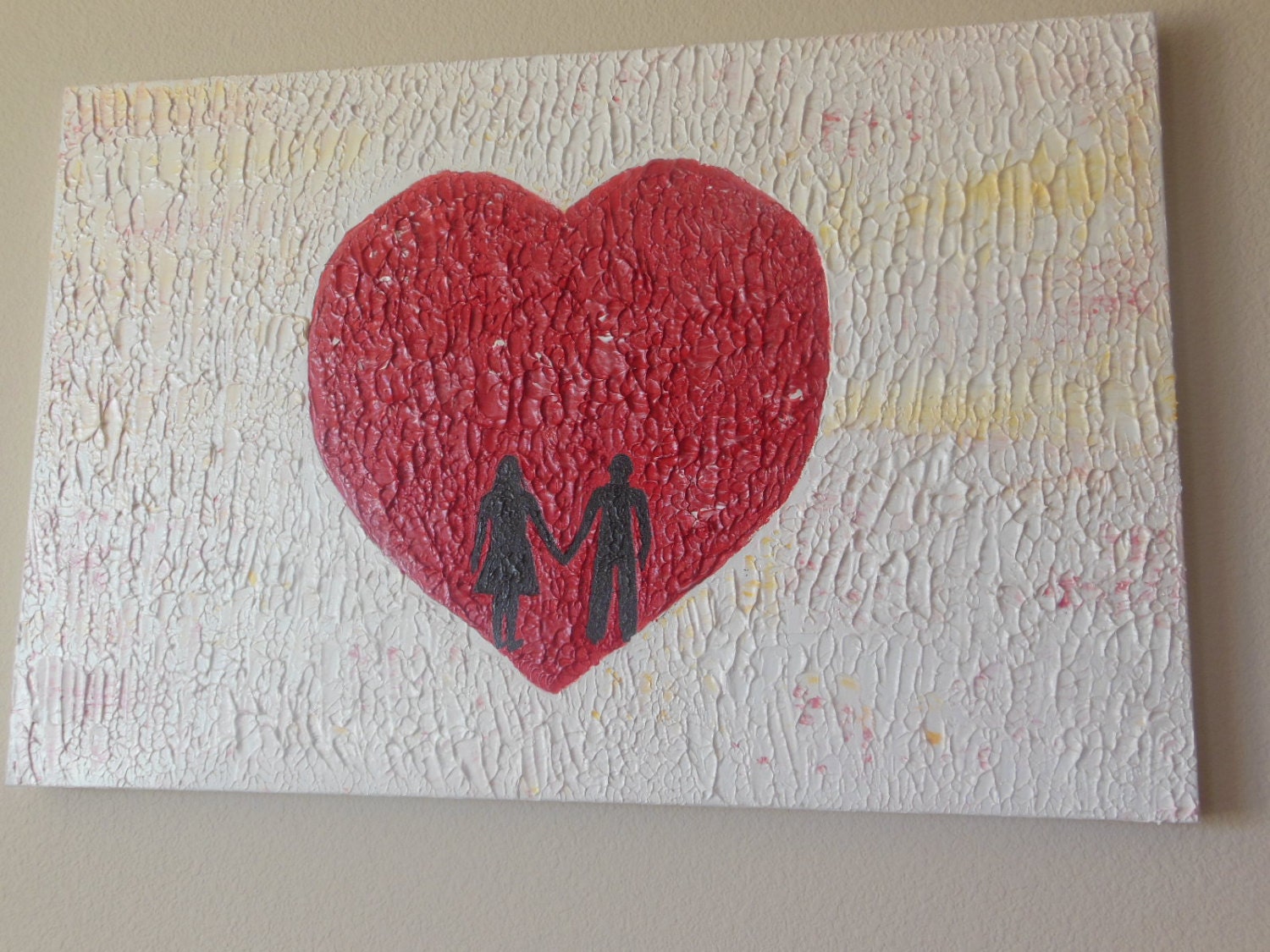 Heart shaped painting Valentine gift canvas art by NealArts