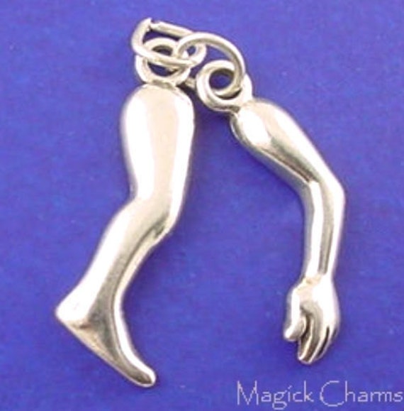 ARM And LEG Medical Doctor Movable Body Parts .925 Sterling Silver Charm