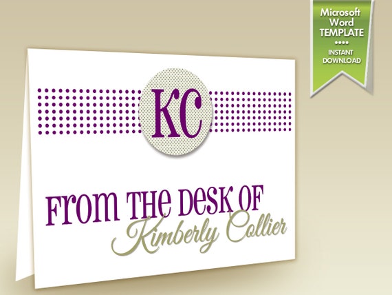 Items similar to Instant Download - From the Desk Of Stationery - DIY Printable Monogram ...