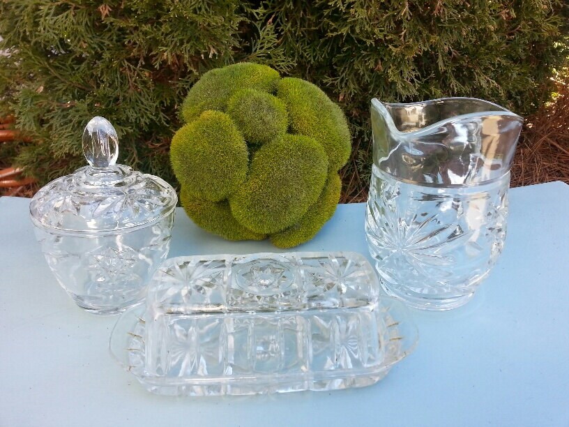 Three Vintage Glass Serving Pieces