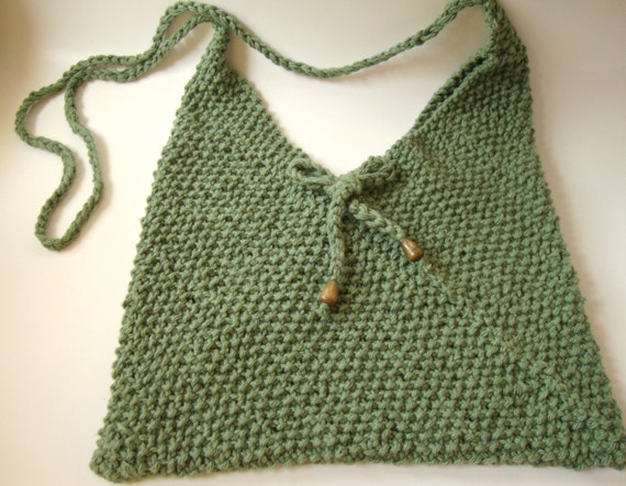 ... - Vegan Purse - Knit Cross Body Bag - Cotton Handbag - Olive Purse