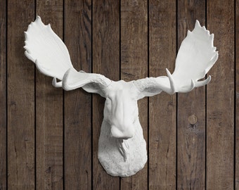 Moose Wall Decor white moose head | etsy Moose Wall Decor white moose head | etsy