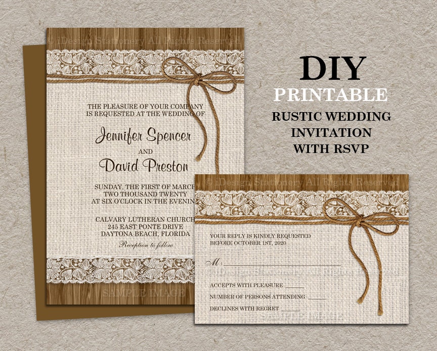 Rustic Printable Wedding Invitations 6