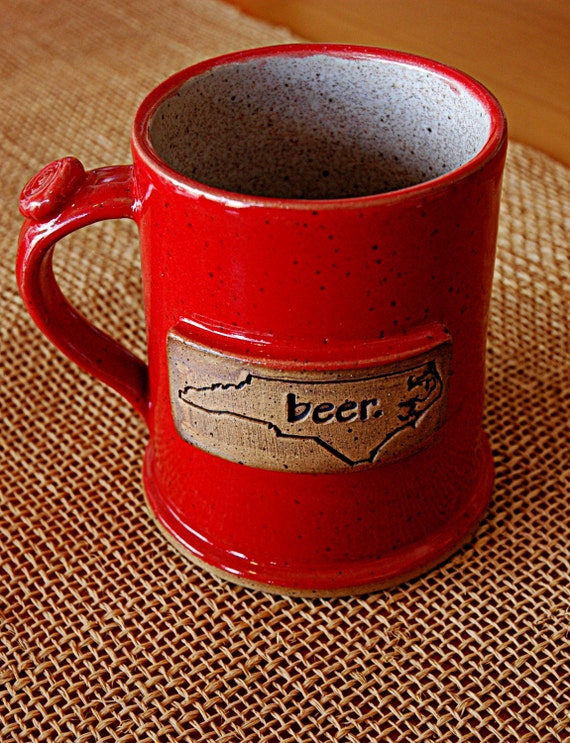 Handmade 16 oz. Ceramic Beer Stein North Carolina Logo