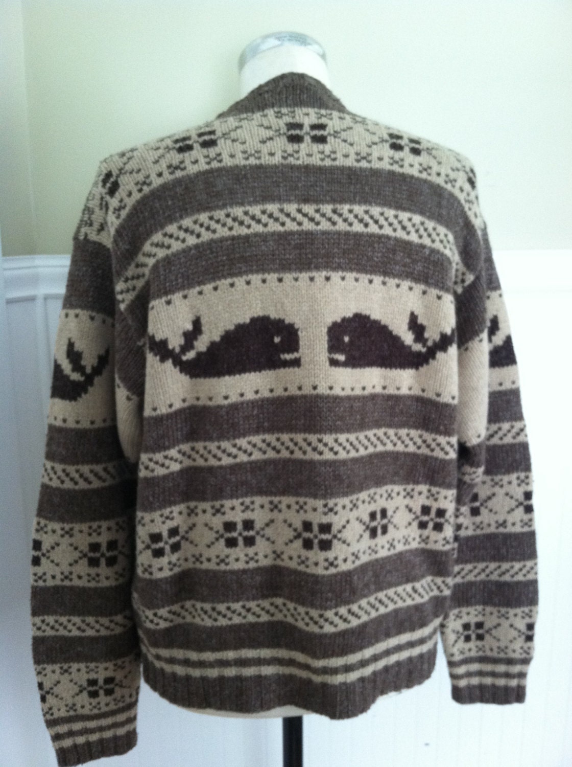 RALPH LAUREN WHALE Sweater Nautical Handknit Linen Silk Wool L