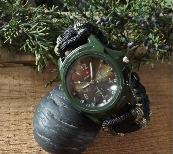 Swiss Army Survival Watch Green Facing Black and Hunters Camo Watch ...