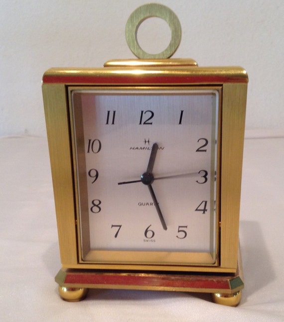 Vintage BRASS Rotating HAMILTON Desk Clock Hygrometer by junkbay