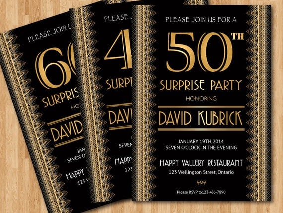 50th birthday invitation Gatsby. 30th 40th 50th 60th 70th 80th