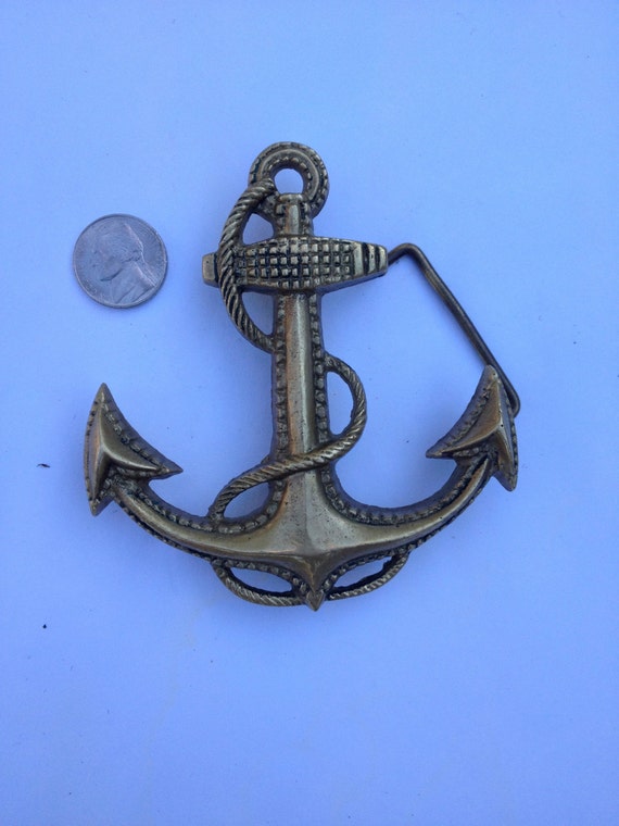 Vintage Anchor belt buckle. marine sailor nautical. Brass.