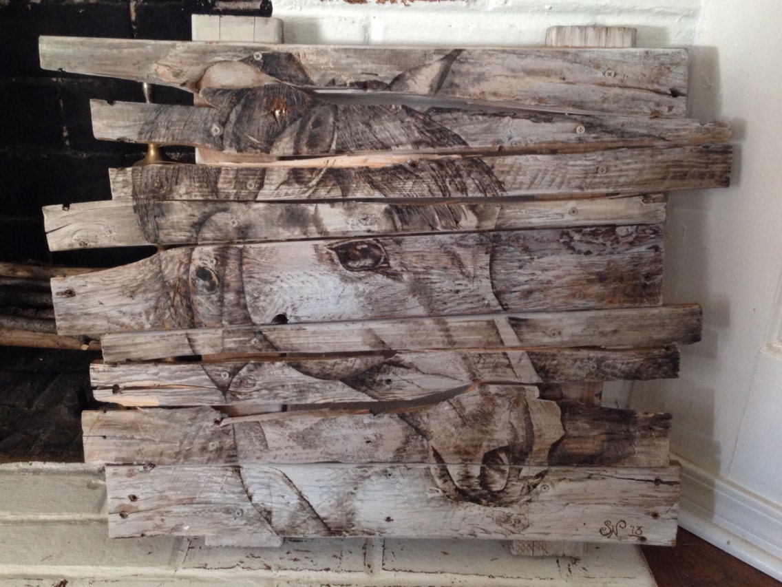 Pallet art Wood Burned Horse on a wooden pallet