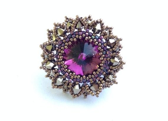 Swarovski Ring/ Swarovski Beads Ring /Bead Jewelry/ by Ranitit