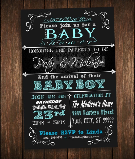 Baby Shower Boy Invitation Invite Babyshower by ssscreativedesigns